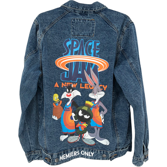 NWOT Members Only Space Jam Looney Tunes Tune Squad Denim Jacket Sz Medium
